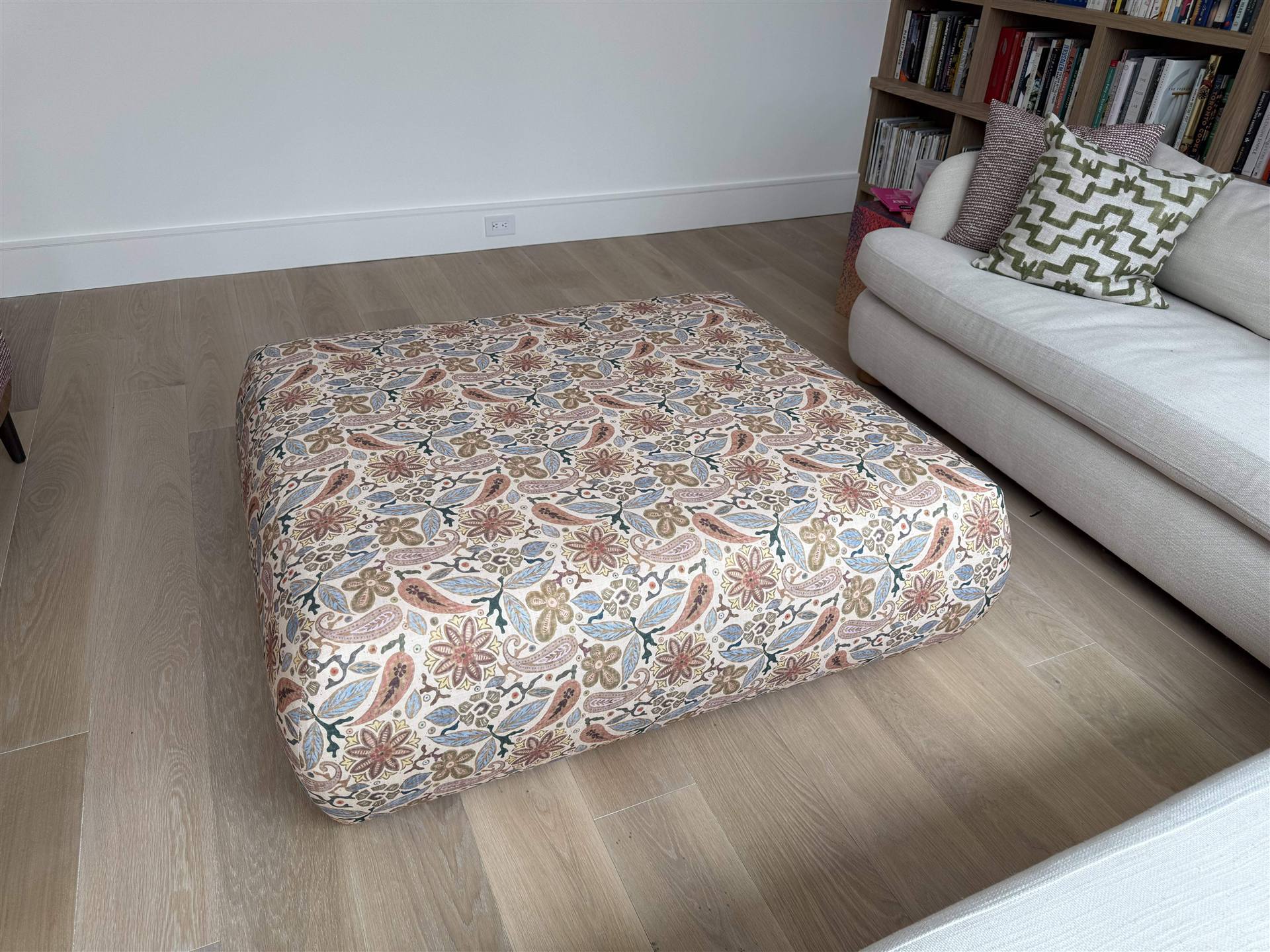 Custom oversized floral print floor ottoman cushion